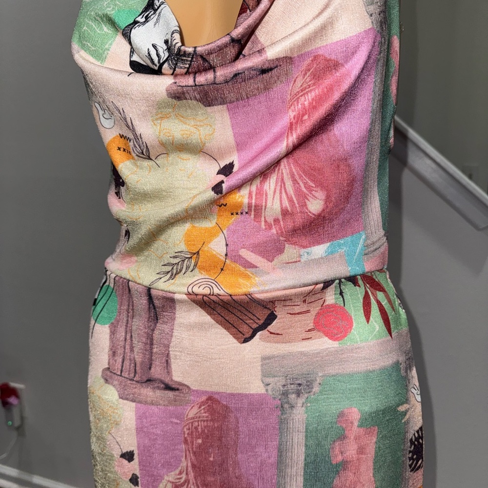 Fashion Nova Pastel Multi-Print Cowl Neck Maxi Dress size M - Picture 8 of 10